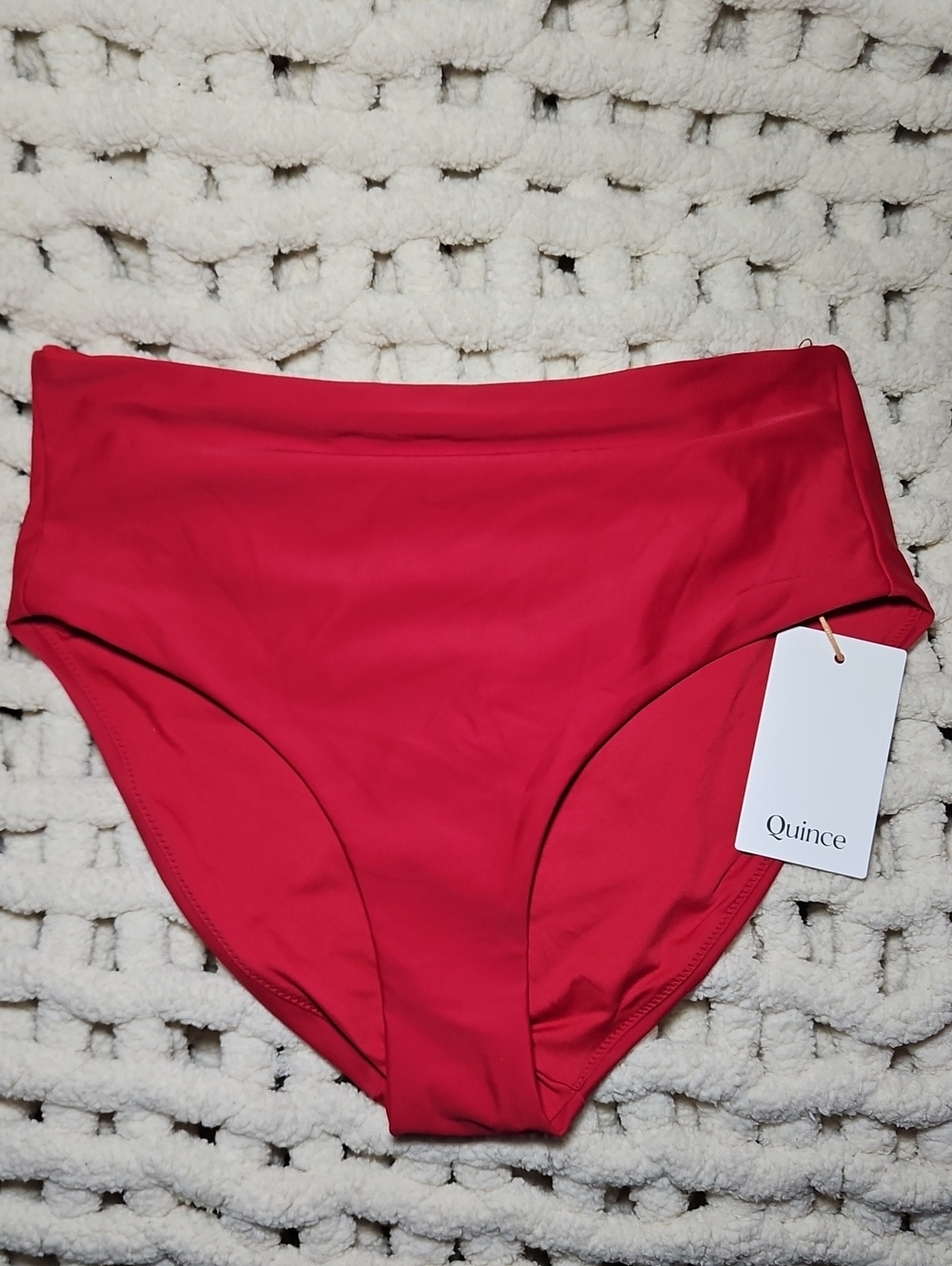 Quince Italian High-Rise Bikini Bottom Medium Women's New Cherry Red